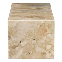 Beige and cream stone block with natural patterns and subtle variations in texture and color.