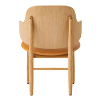 Natural oak wood finish with a smooth, warm orange seat, showcasing a minimalist design. Perfect for modern interiors.