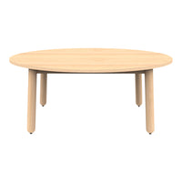 Light natural wood round coffee table with smooth finish and minimalist design. Perfect for modern interiors.
