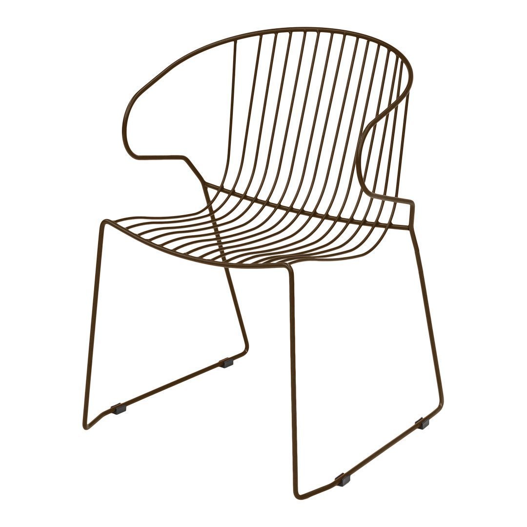 Brown wire chair with sleek, modern lines and a minimalist design. Perfect for contemporary interiors.
