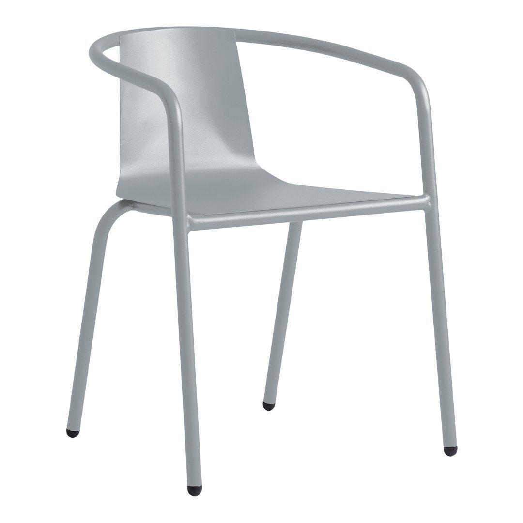 Light gray modern chair with a minimalist design and smooth, curved lines. Perfect for contemporary decor.