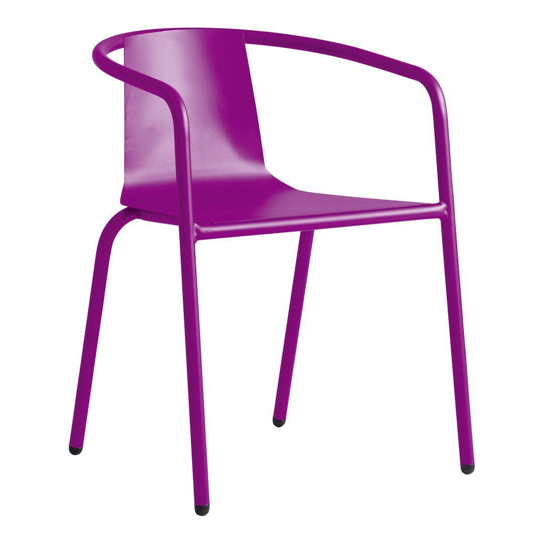 Bright purple chair with a sleek, modern design and minimalistic pattern. Ideal for contemporary decor.