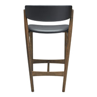 Stylish black and gray bar stool with a sleek wooden frame, perfect for modern interiors.