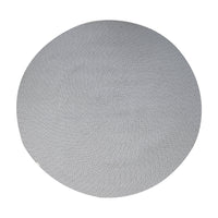 Gray round placemat with a textured pattern, perfect for modern dining.