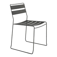 Black and white striped metal chair, featuring a modern minimalist design with horizontal lines.