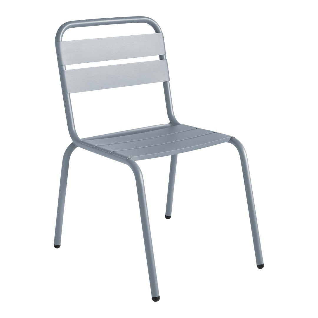 Minimalist gray chair with horizontal slats, perfect for modern spaces. Sleek design and versatile color.