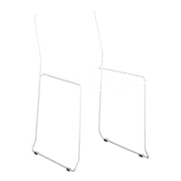Sleek white wire chair with minimalist design, featuring clean lines and a modern aesthetic. Ideal for contemporary spaces.