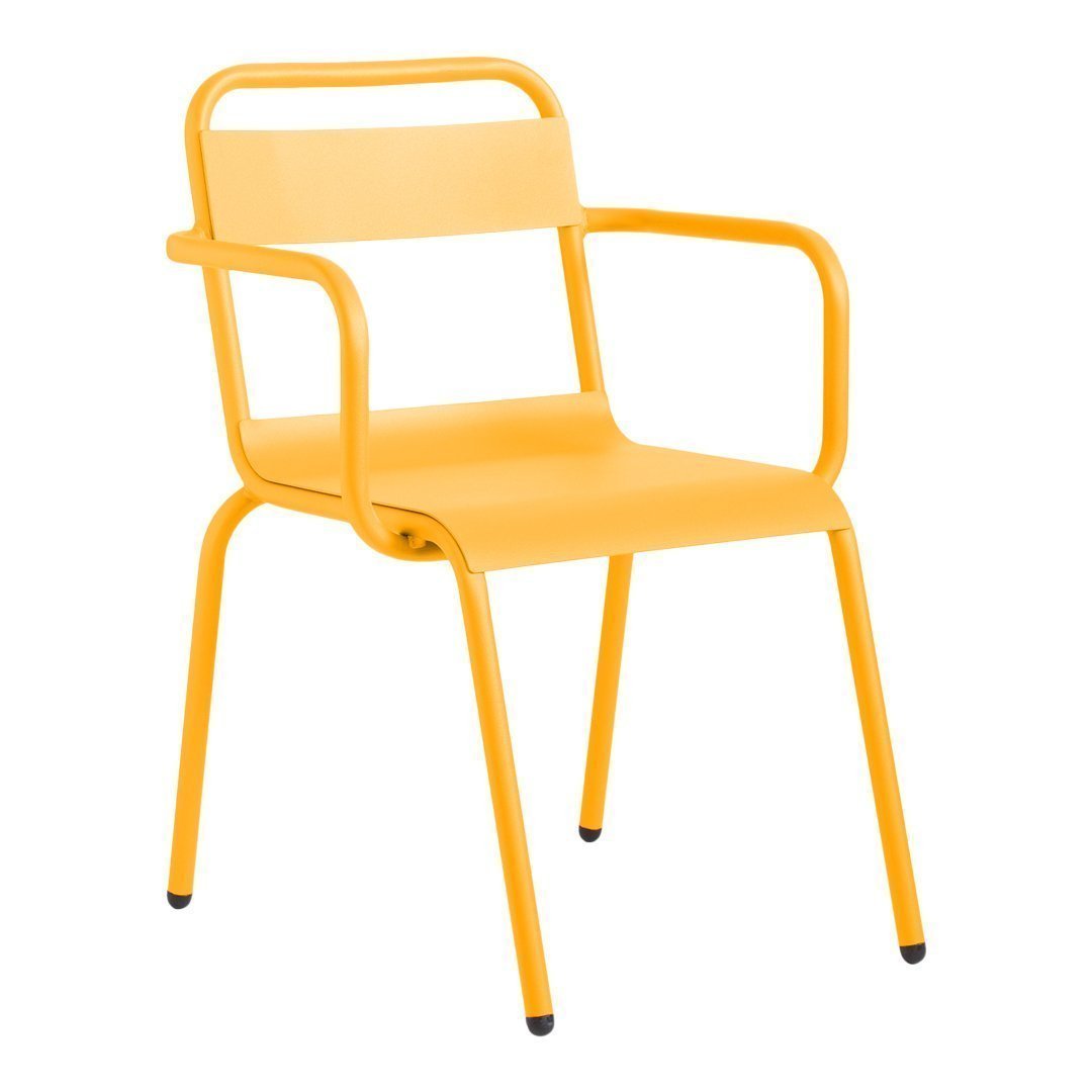 Bright yellow chair with a simple design and smooth, vibrant finish, perfect for modern decor.