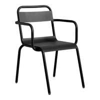 Black metal chair with a sleek, minimalist design and smooth matte finish, perfect for modern decor.