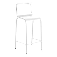 White metal bar stool with a minimalist design and sleek lines, ideal for modern and stylish interiors.