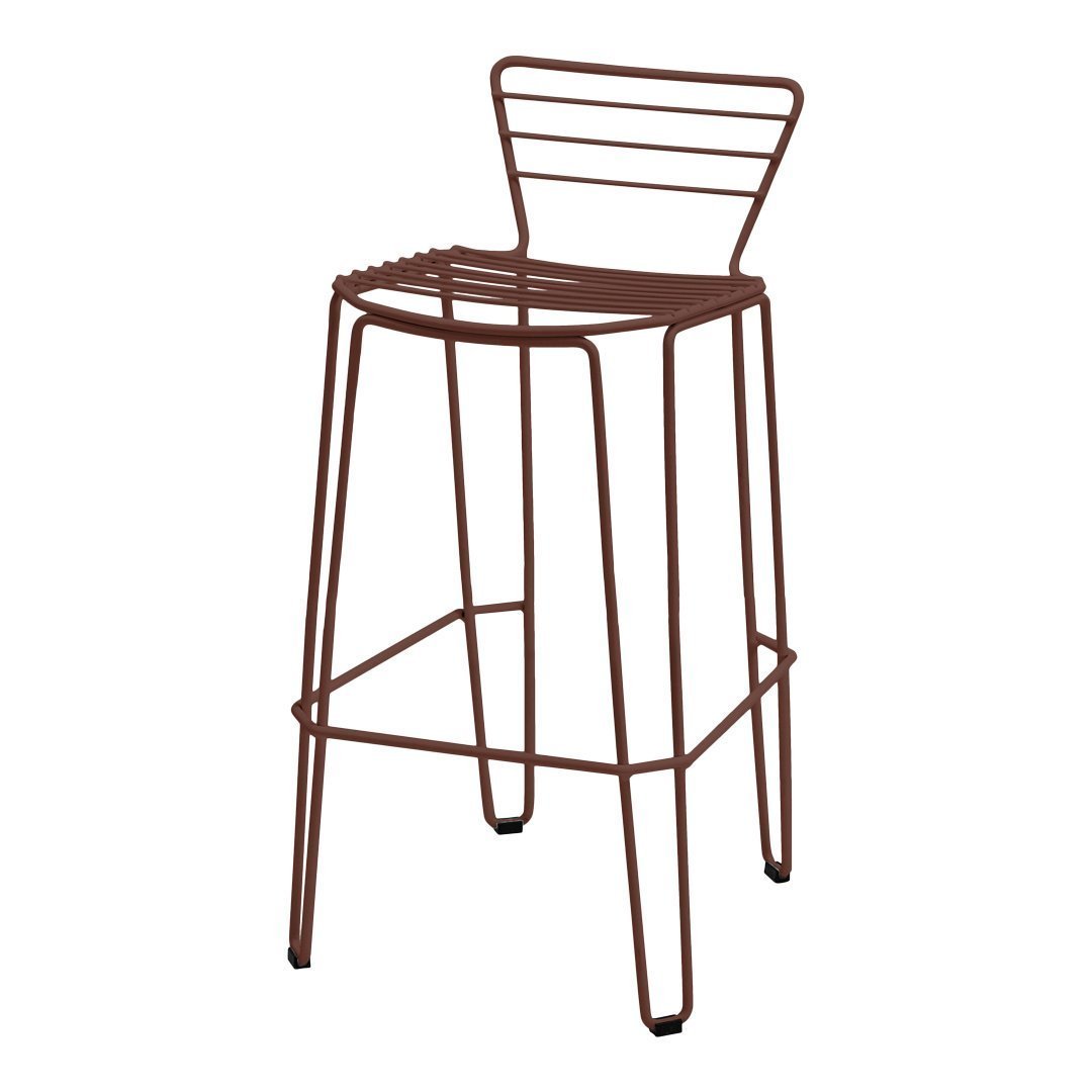 Brown wire bar stool with minimalist design and sleek lines, perfect for modern decor.