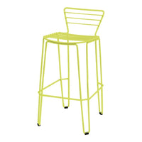 Bright yellow wire bar stool with a minimalist striped pattern and a modern design. Ideal for vibrant décor.