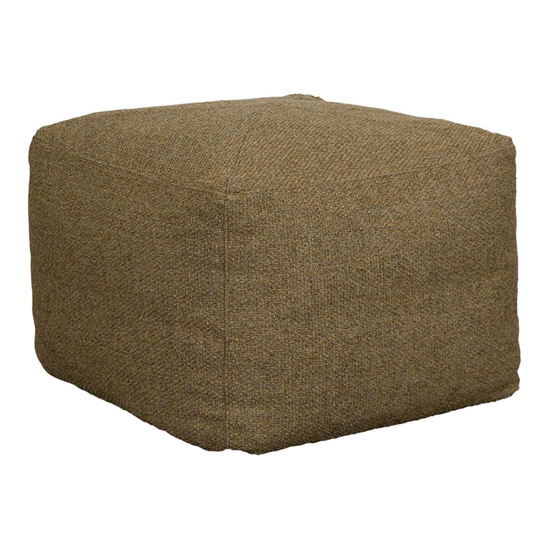 Brown textured pouf with a square shape, featuring a subtle, woven pattern for a cozy, rustic look.