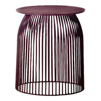 Vibrant purple wire accent table with a sleek, open pattern, perfect for modern decor.