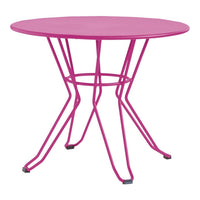 Bright pink round table with a modern geometric wireframe design, perfect for adding a pop of color to any space.