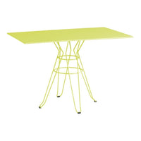 Bright yellow rectangular table with a geometric wire base, adding a modern pop of color to any space.
