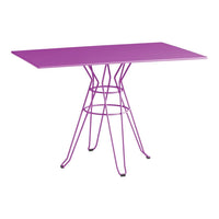 Purple rectangular tabletop with a modern wireframe base, perfect for contemporary decor.