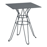 Black metal table with a geometric wire base and a sleek, minimal design. Perfect for modern decor.