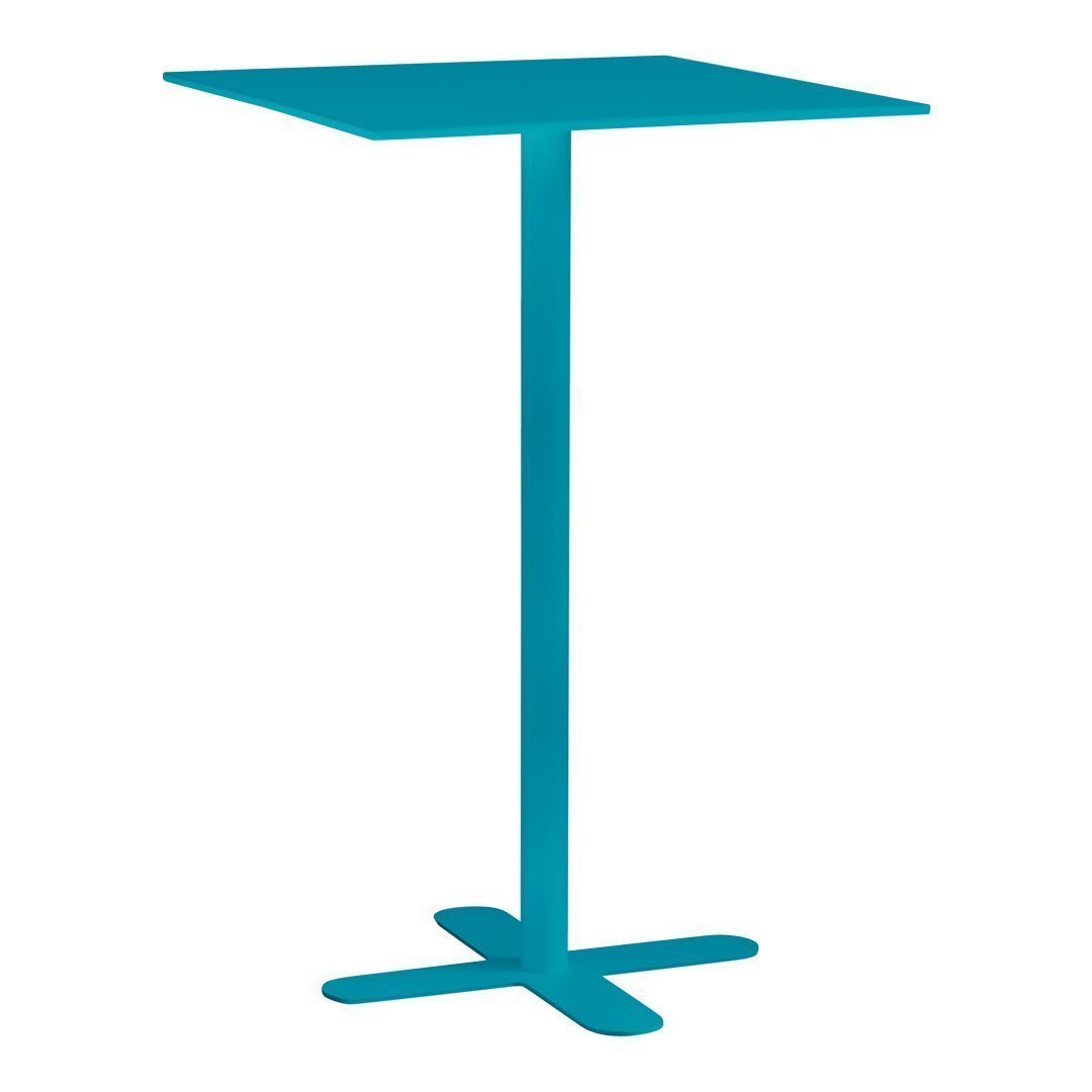 Teal modern side table with a sleek square top and minimalist design, perfect for contemporary decor.