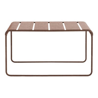 Brown striped metal coffee table with a sleek, modern design and open framework. Perfect for indoor or outdoor use.