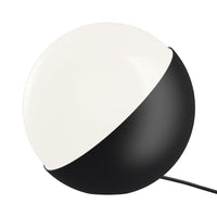 Black and white half-sphere lamp, featuring a sleek minimalist design, perfect for modern decor.