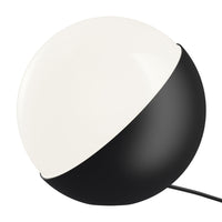Modern black and white split sphere lamp with glossy finish, featuring a minimalist design perfect for contemporary decor.