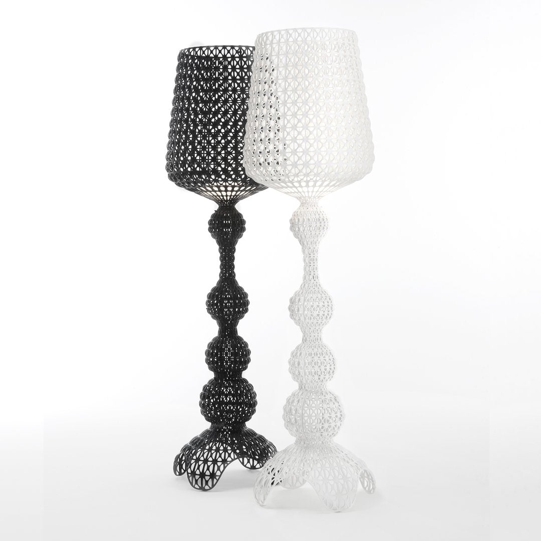 Black and white woven pattern lamps with unique sculptural bases, perfect for modern decor.