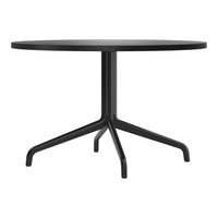 Sleek round table in solid black with minimalist design and sturdy tripod base. Perfect for modern decor.