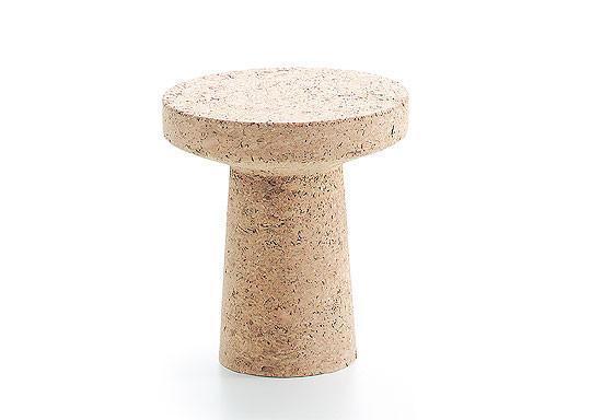 Natural beige cork stool with a smooth, speckled surface and minimalist design. Perfect for modern decor.