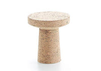 Natural beige cork stool with a smooth, speckled surface and minimalist design. Perfect for modern decor.