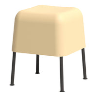 "Minimalist stool in creamy beige with sleek black legs, perfect for modern decor."