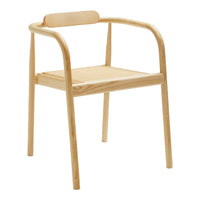 Light natural wood chair with a sleek, minimalist design and a smooth finish, perfect for modern decor.