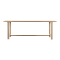 Light beige wooden table with a sleek, minimalist design and clean lines, perfect for modern decor.