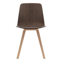 Brown wood grain chair with minimalist design and light wood legs, perfect for modern decor.