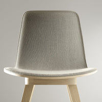 Light grey textured chair with smooth wood legs, perfect for modern decor.