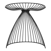 Black wire accent table with a sleek, modern design featuring a curved, open pattern. Ideal for contemporary decor.