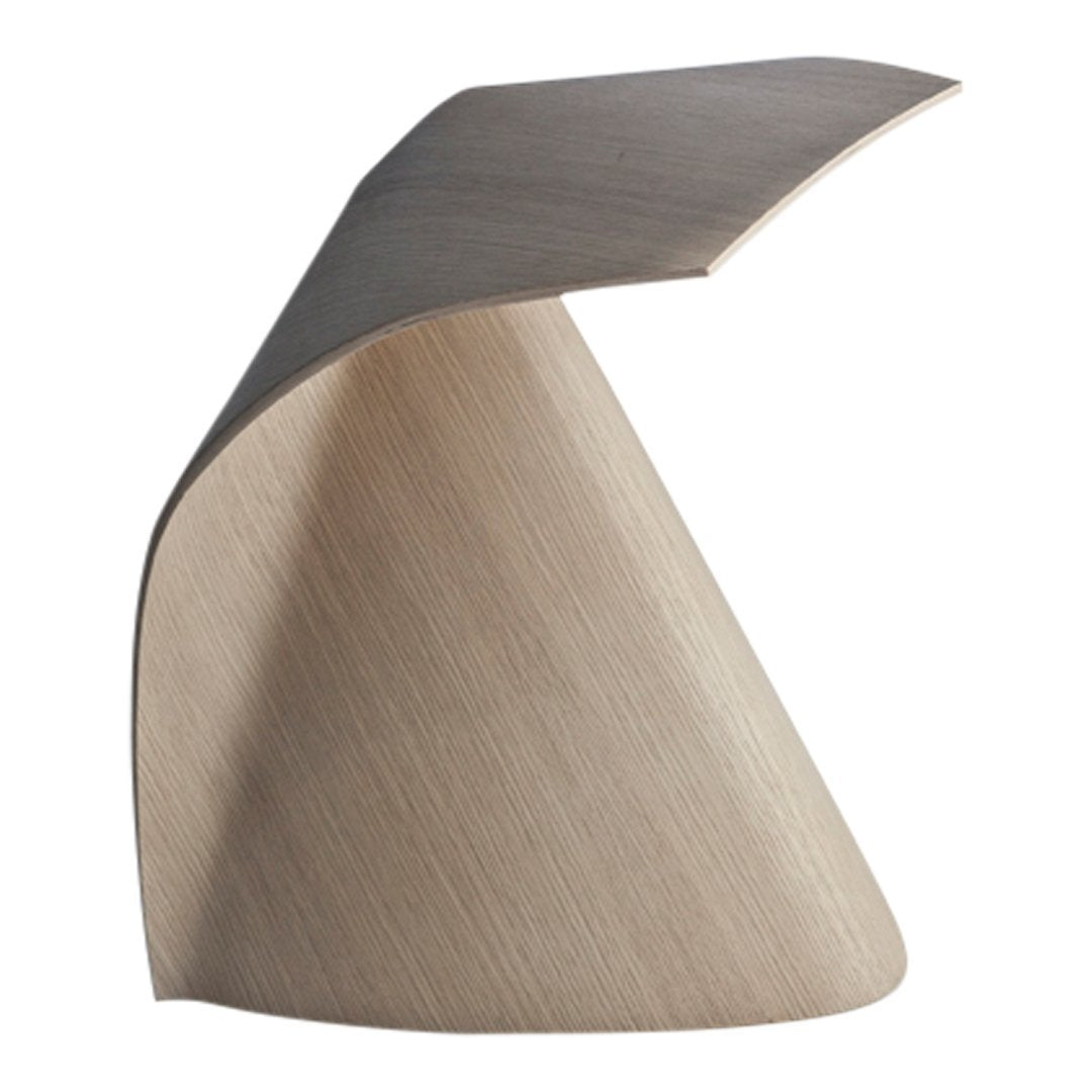 Natural wood finish with sleek curves and subtle grain pattern, perfect for modern decor.