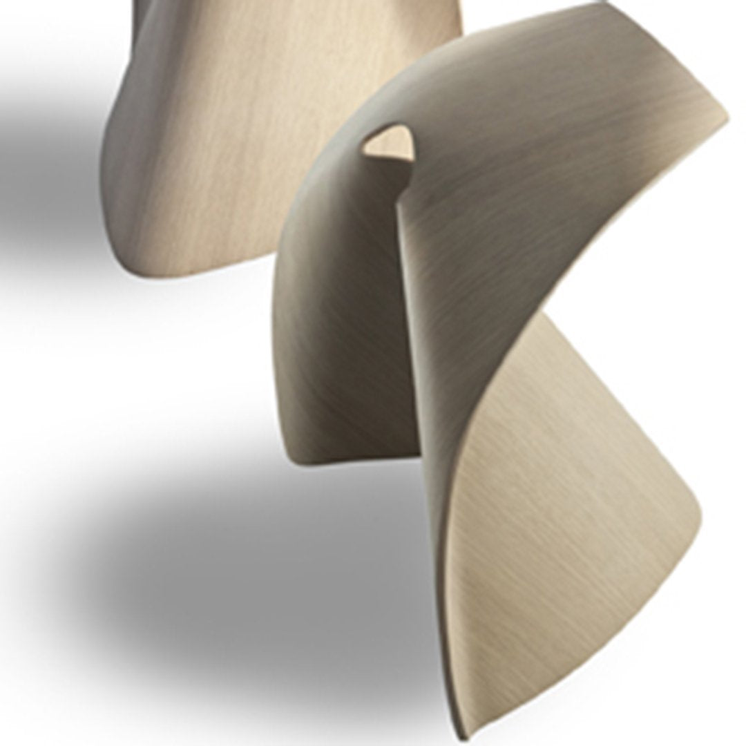 Natural wood finish with smooth curves, featuring subtle light and shadow patterns for a modern aesthetic.