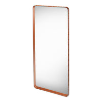 Rectangular mirror with a sleek copper frame, featuring a minimalist design and a smooth reflective surface.