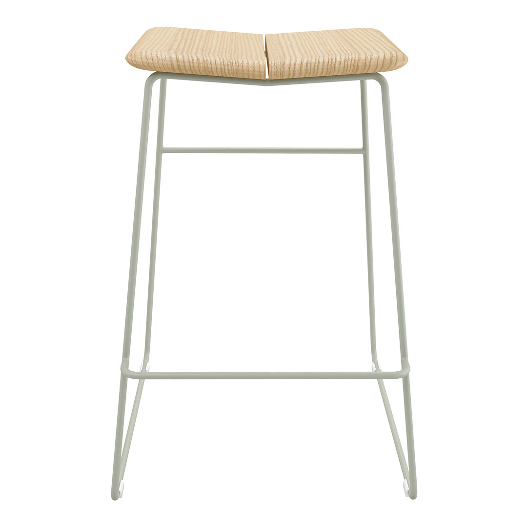 Light beige textured seat with chevron pattern, supported by a sleek white metal frame. Ideal for modern spaces.