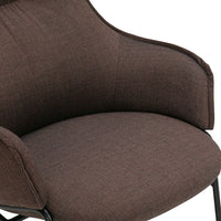 Brown textured upholstery with a smooth finish on a modern chair. Ideal for contemporary home decor.