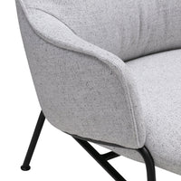 Gray textured upholstery with a sleek black metal frame for a modern look. Perfect for contemporary interiors.
