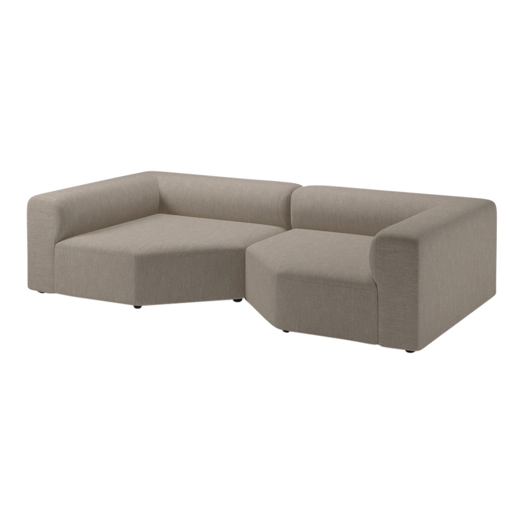 Beige modern sectional sofa with clean lines and a minimalist design, perfect for contemporary living spaces.