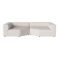 Modern beige sectional sofa with sleek lines and a minimalist design, perfect for contemporary living spaces.