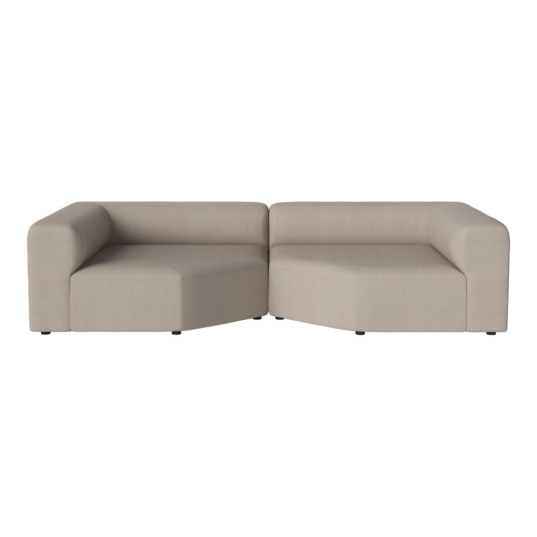 Modern beige sectional sofa with a sleek, minimalist design and textured fabric upholstery. Perfect for contemporary homes.