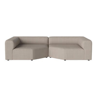 Modern beige sectional sofa with a sleek, minimalist design and textured fabric upholstery. Perfect for contemporary homes.