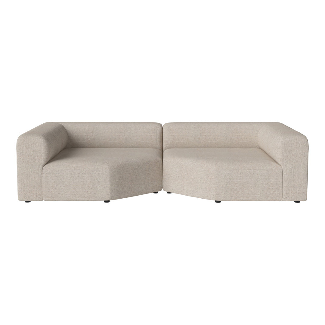 Beige modular sofa with a smooth, textured fabric and minimalist design. Perfect for modern living spaces.