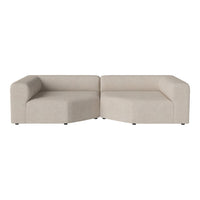 Beige modular sofa with a smooth, textured fabric and minimalist design. Perfect for modern living spaces.