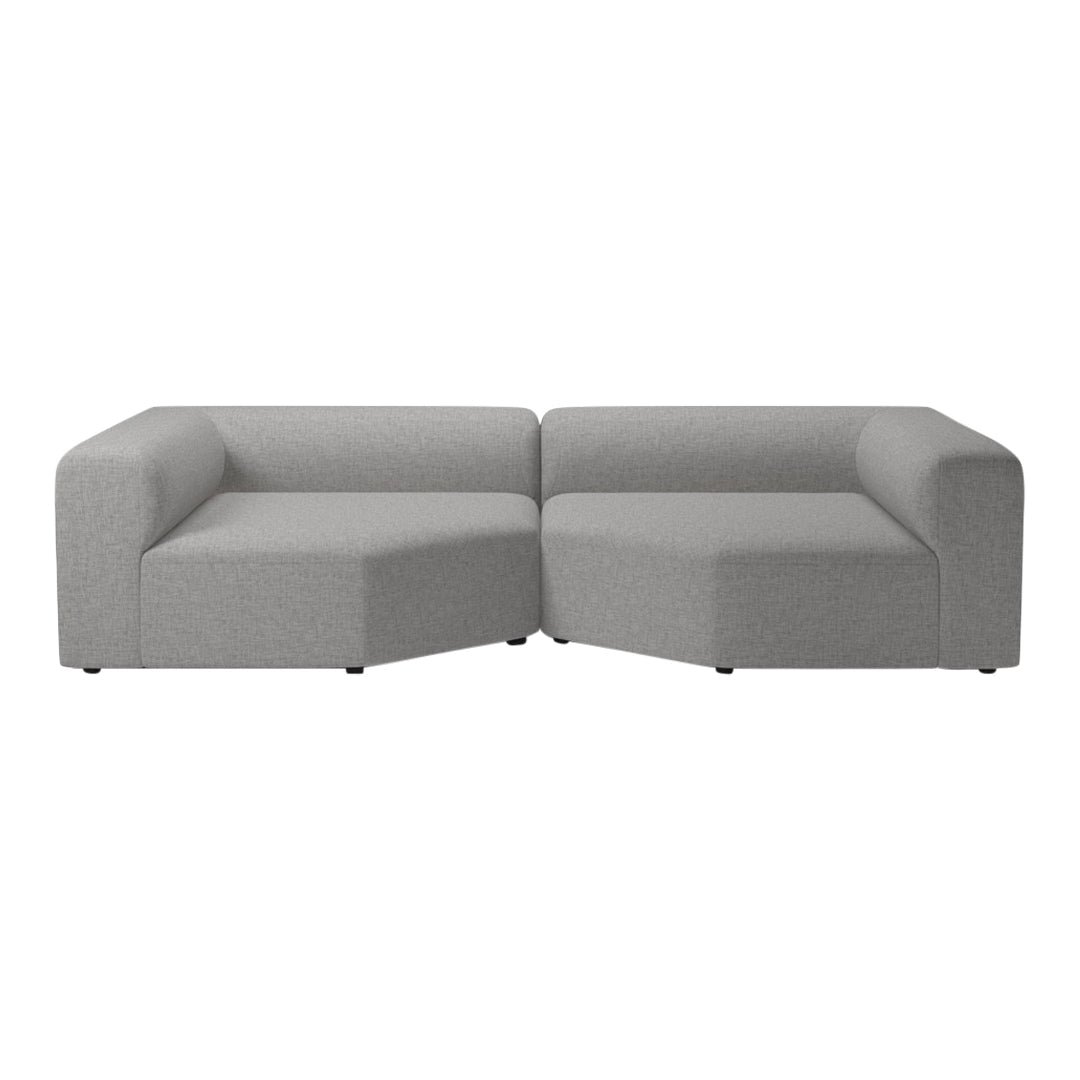 Modern grey sectional sofa with a minimalist design and clean lines, offering a sleek, contemporary look.
