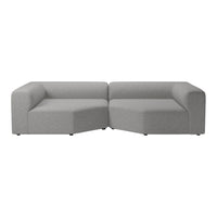 Modern grey sectional sofa with a minimalist design and clean lines, offering a sleek, contemporary look.